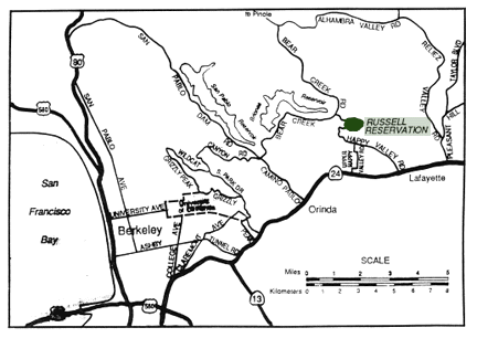 Map showing Russell